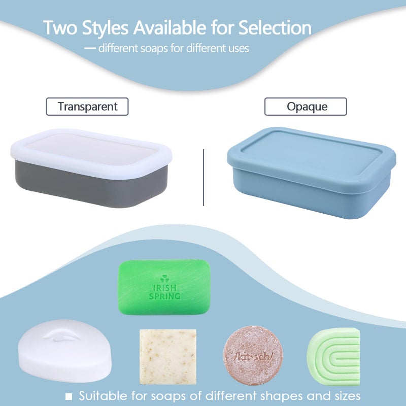 PUTING Travel Soap Case, Silicone Travel Soap Container, Leakproof Soap Holder with Lid, Shatterproof Shampoo Bar Holder for Bathroom, Travel, Gym, Camp(Grey Blue) - Image 4